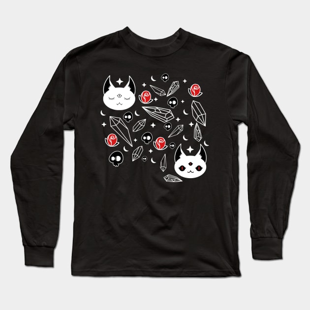 Cats, Crystals, Skulls and Stars oh my! Long Sleeve T-Shirt by The3rdMeow